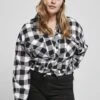 URBAN CLASSICS Overhemdblouse - Black/White -Urban Classics aac16e93ca0b41e48f961aebf4ec43de