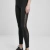 URBAN CLASSICS Flock Lace Stripe - Legging - Black
