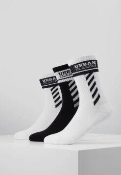 URBAN CLASSICS Sporty Logo Socks 3 Pack - Sokken - White/Black