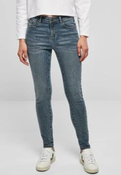 URBAN CLASSICS Mid Waist- Jeans Skinny Fit - Midstone Washed