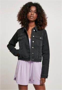 URBAN CLASSICS Ladies Organic Denim Jacket - Spijkerjas - Black Washed