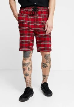 URBAN CLASSICS Checker- Shorts - Red/Black