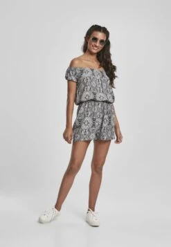 URBAN CLASSICS Ladies Aop Off Shoulder Short Jumpsuit - Jumpsuit - Grey -Urban Classics b6c74d704a80451d826525323db38a6f