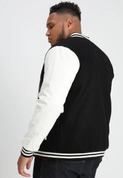 URBAN CLASSICS Oldschool College Jacket- Lichte Jas - Black/White -Urban Classics b75af8fe63c04323bfdac8c7537a01c3