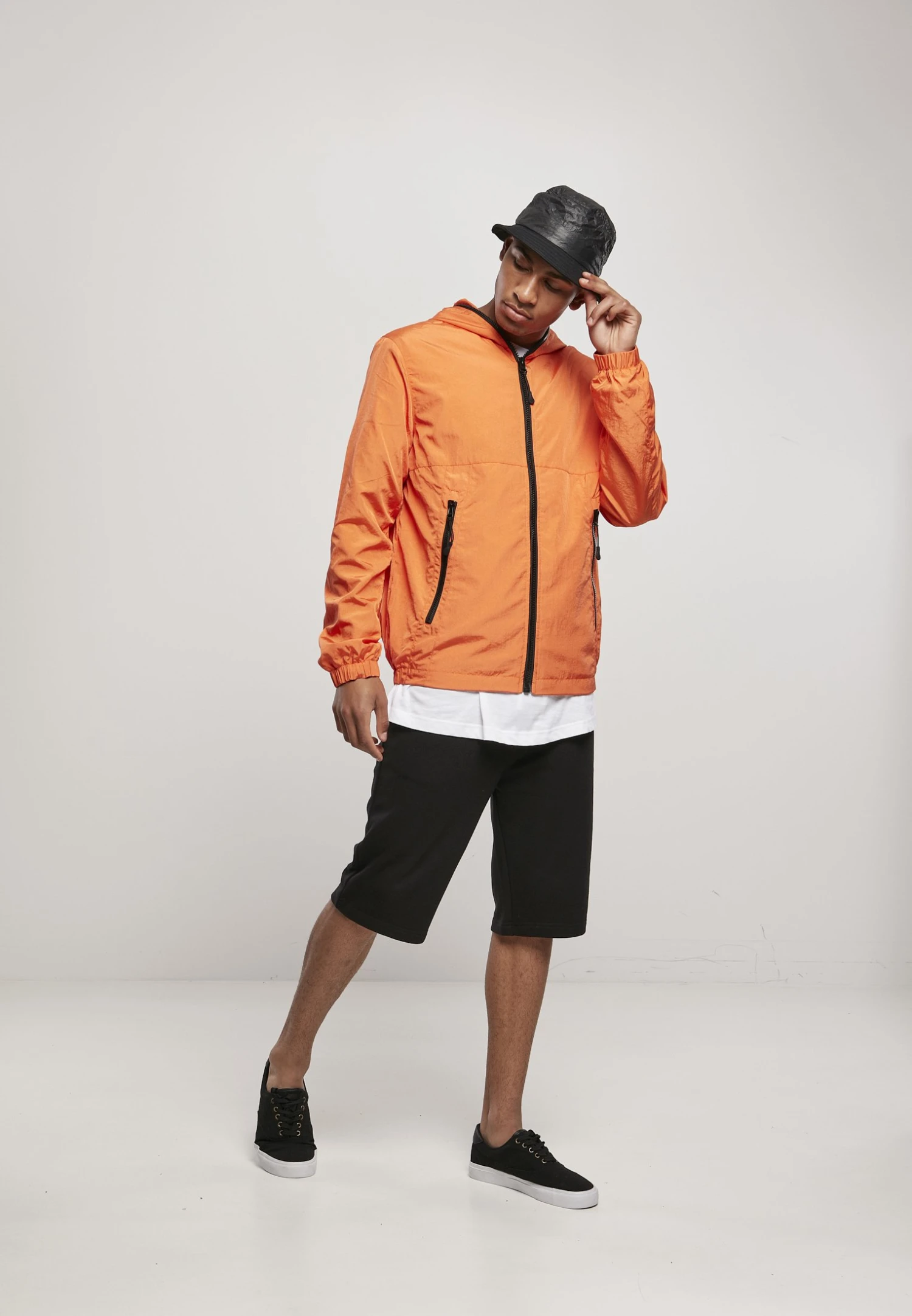 URBAN CLASSICS Full Zip Nylon Crepe Jacket - Windjack - Orange 4 URBAN CLASSICS Full Zip Nylon Crepe Jacket - Windjack - Orange - Afbeelding 2