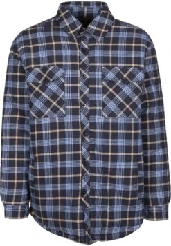 URBAN CLASSICS Plaid Quilted - Jas - Lightblue/Darkblue