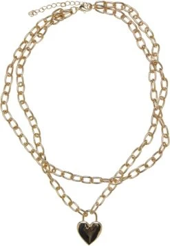 URBAN CLASSICS Heart Padlock - Ketting - Gold-Coloured