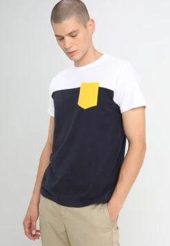 URBAN CLASSICS 3-Tone Pocket Tee - T-Shirt Print - Navy/White/Chromeyellow
