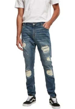 URBAN CLASSICS Heavy Destroyed Slim Fit Jeans - Slim Fit Jeans - Blue Heavy Destroyed Washed