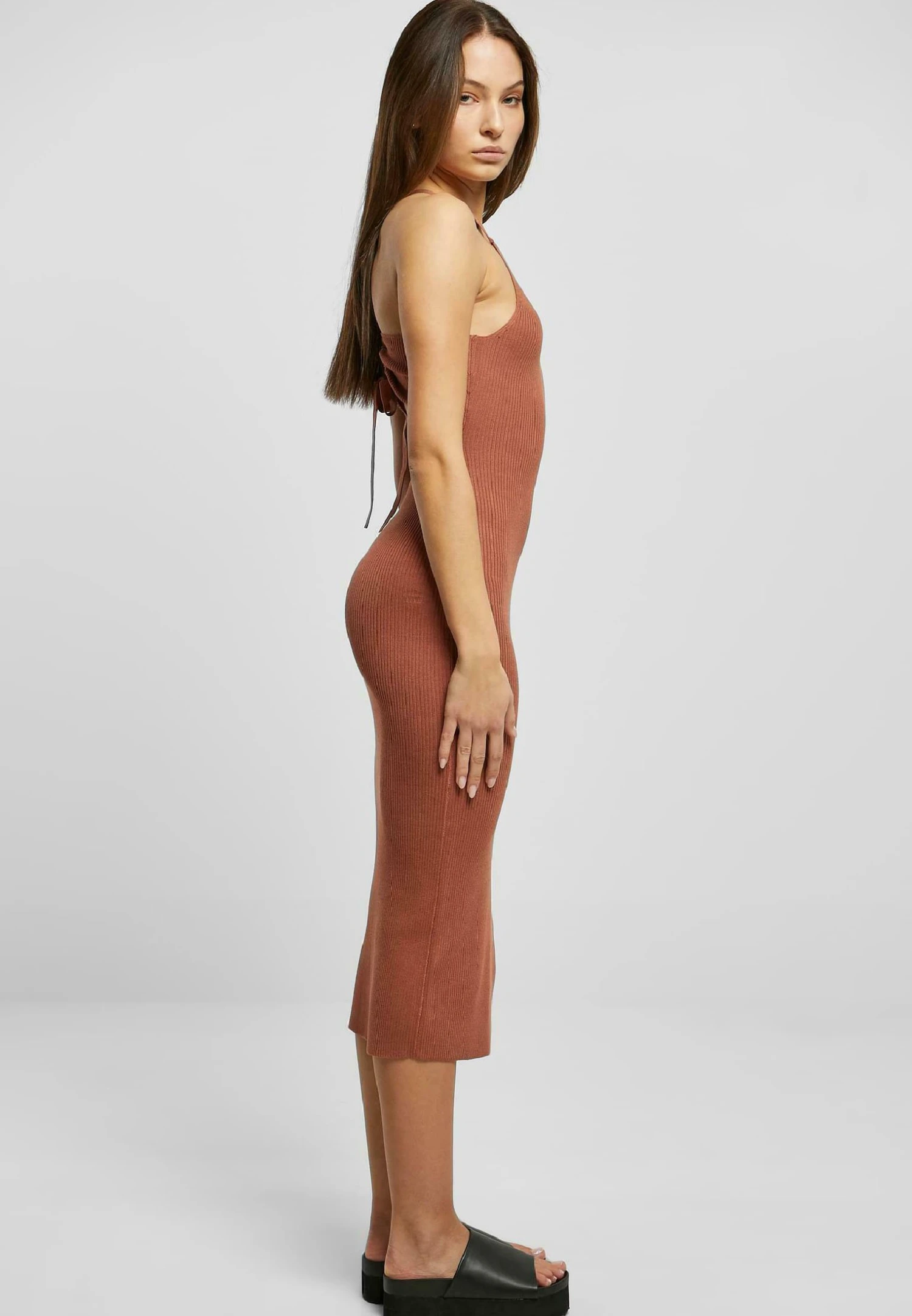 URBAN CLASSICS Gebreide Jurk - Terracotta 6 URBAN CLASSICS Gebreide Jurk - Terracotta - Afbeelding 4