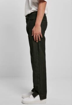 URBAN CLASSICS Straight Slit Jeans - Straight Leg Jeans - Black Raw -Urban Classics cb28361d6bcf4f9abb17ac3490c2e368