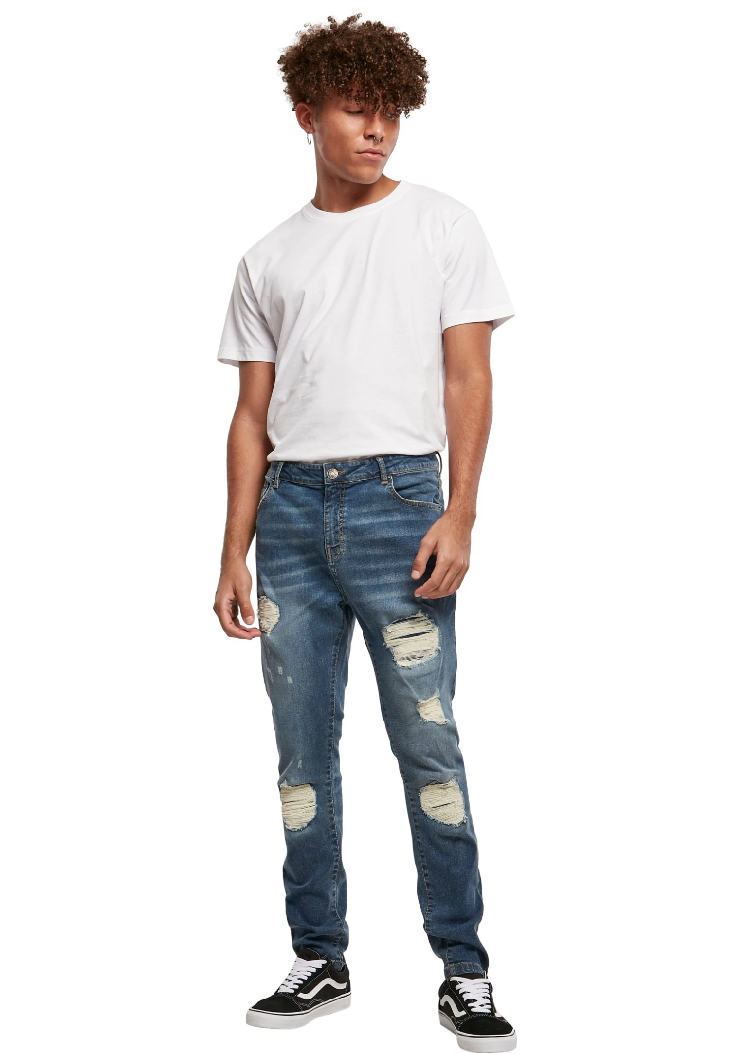 URBAN CLASSICS Heavy Destroyed Slim Fit Jeans - Slim Fit Jeans - Blue Heavy Destroyed Washed 4 URBAN CLASSICS Heavy Destroyed Slim Fit Jeans - Slim Fit Jeans - Blue Heavy Destroyed Washed - Afbeelding 2