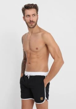 URBAN CLASSICS Retro - Zwemshorts - Black/White