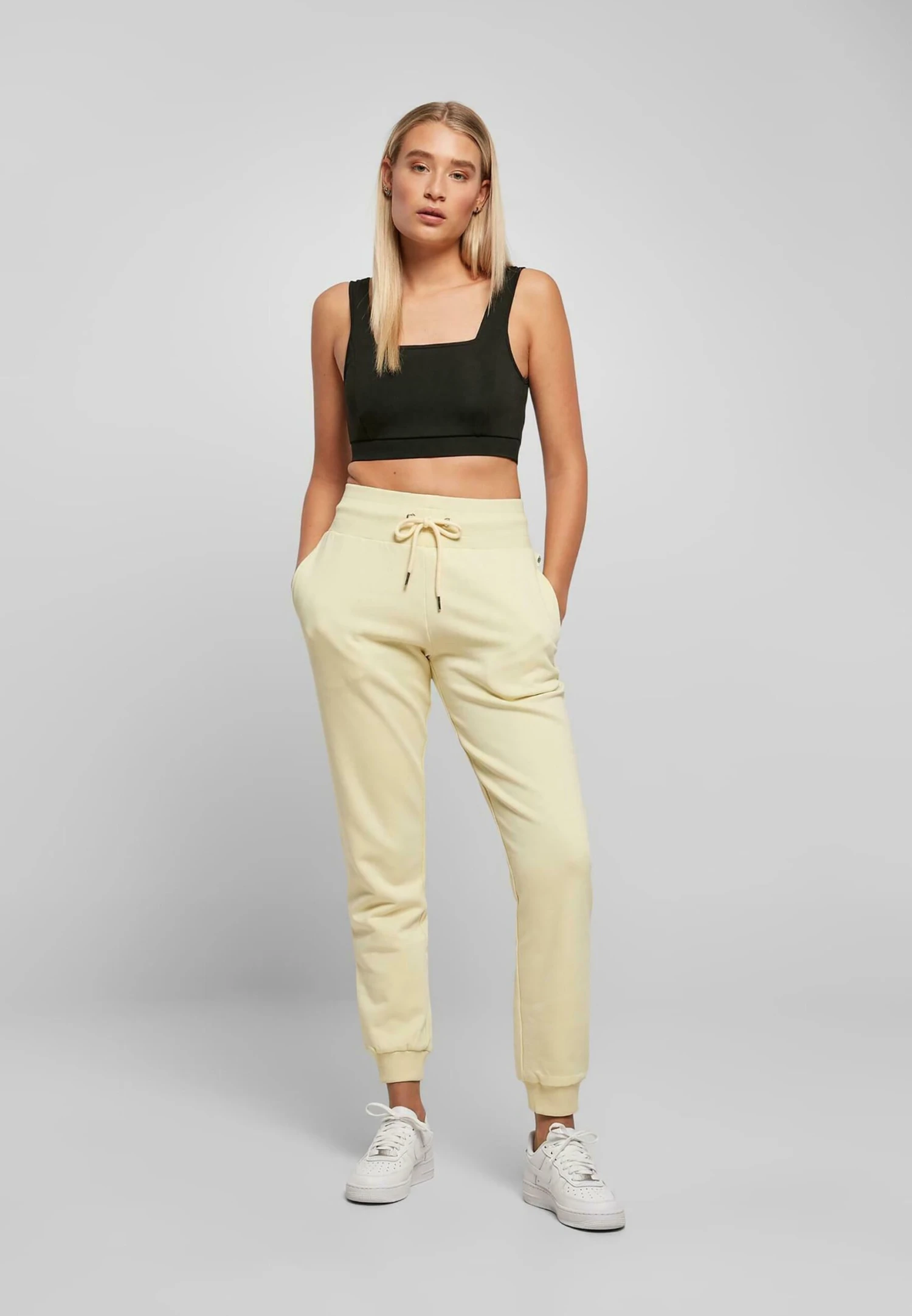 URBAN CLASSICS Ladies Organic High Waist Sweat Pants - Trainingsbroek - Softyellow 4 URBAN CLASSICS Ladies Organic High Waist Sweat Pants - Trainingsbroek - Softyellow - Afbeelding 2