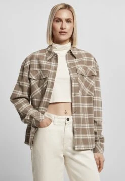 URBAN CLASSICS Oversized- Overhemdblouse - Lighttaupe Whitesand