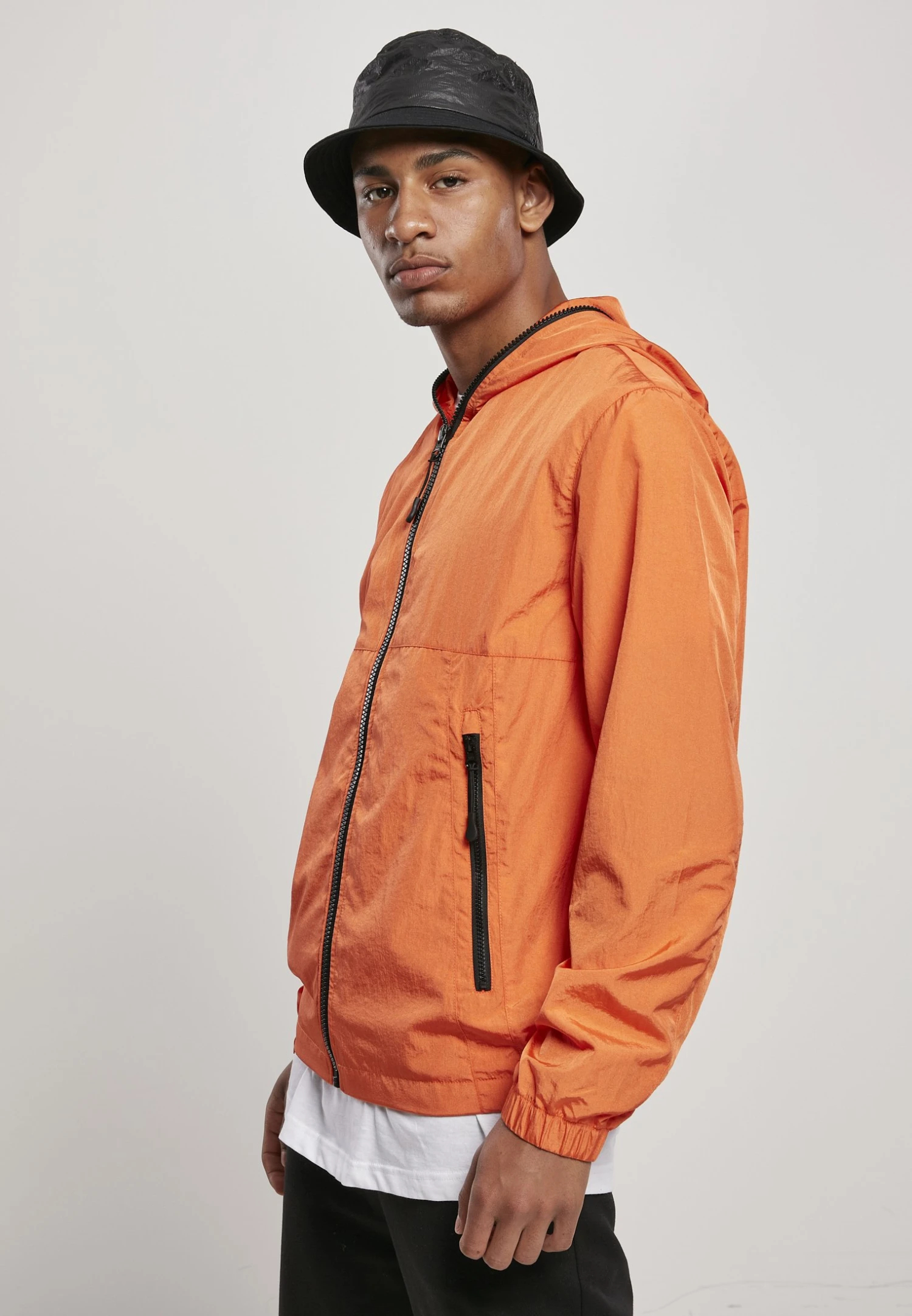 URBAN CLASSICS Full Zip Nylon Crepe Jacket - Windjack - Orange 6 URBAN CLASSICS Full Zip Nylon Crepe Jacket - Windjack - Orange - Afbeelding 4