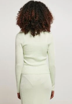 URBAN CLASSICS Ladies Short Rib Knit Cardigan - Vest - Lightmint -Urban Classics dd50ca14d5b446cbbac43dfd1b6f3ad6