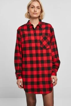 URBAN CLASSICS Check Flannel- Blousejurk - Black Red