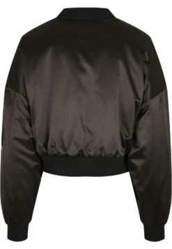 URBAN CLASSICS Ladies Short Oversized Satin Bomber Jacket - Bomberjacks - Black -Urban Classics dfdc46f2a4ae4e9283782dc0436419f6