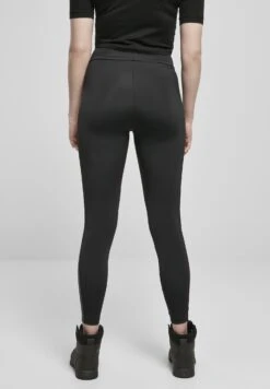 URBAN CLASSICS Ladies Highwaist Shiny Stripe Leggings - Legging - Black/Black -Urban Classics e4921e53c1c04f1181a914d9a7c28bd4