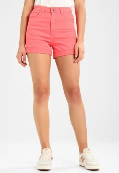 URBAN CLASSICS Ladies Highwaist Stretch - Jeansshort - Coral