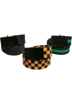 URBAN CLASSICS 3 Pack Trio- Gevlochten Riem - Black Bodegagreen Magicmango