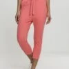 URBAN CLASSICS Ladies Open Edge Terry Turn Up Pants - Trainingsbroek - Coral