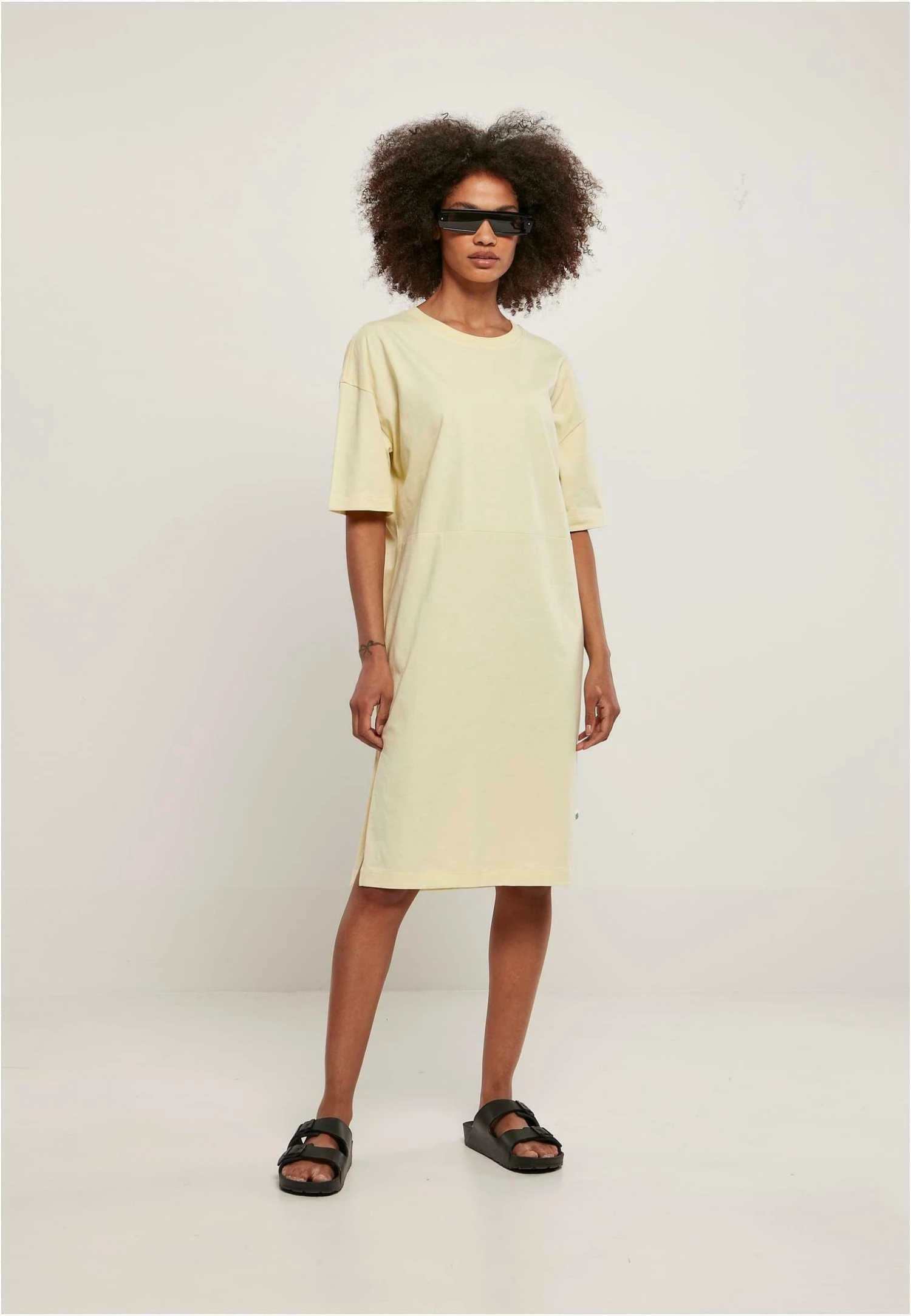 URBAN CLASSICS Frauen Oversized - Jurk - Soft Yellow 3 URBAN CLASSICS Frauen Oversized - Jurk - Soft Yellow - Afbeelding 2