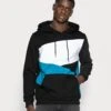 URBAN CLASSICS Zig Zag- Hoodie - Black/Turquoise