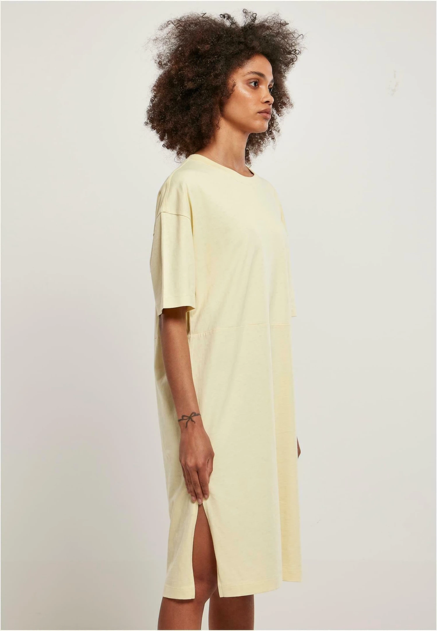 URBAN CLASSICS Frauen Oversized - Jurk - Soft Yellow 5 URBAN CLASSICS Frauen Oversized - Jurk - Soft Yellow - Afbeelding 4