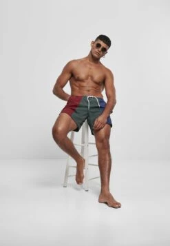 URBAN CLASSICS 3-Tone - Zwemshorts - Burgundy Bottlegreen -Urban Classics f723b64df76e44779b76caf4e8900841