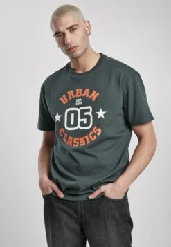 URBAN CLASSICS College Print Tee - T-Shirt Print - Bottlegreen
